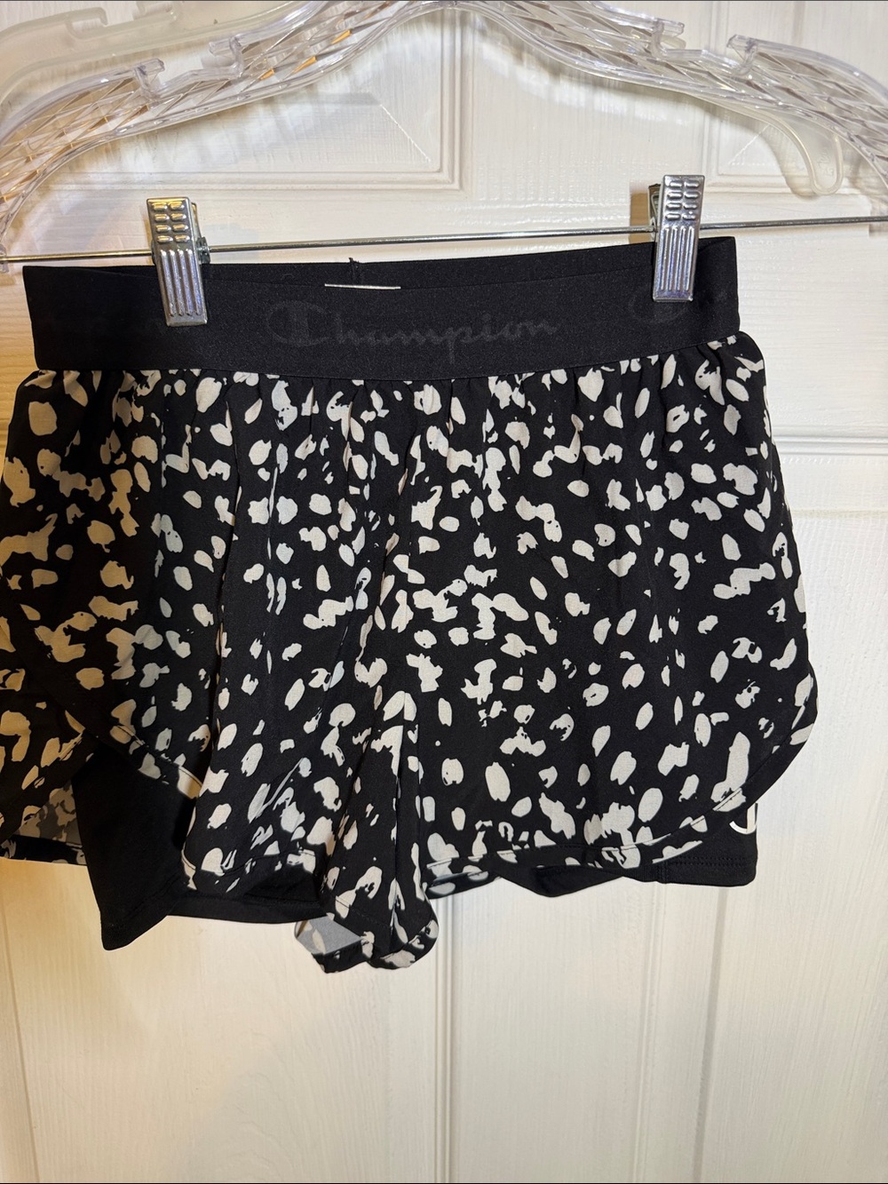 Champion Black and White Spot Print Running Shorts